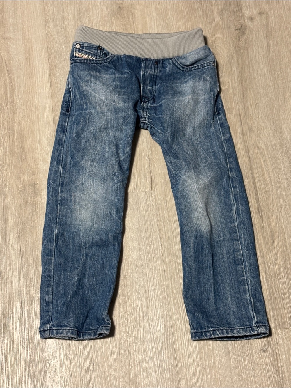 Diesel Boys Blue Jeans with Gray Elastic Waistband